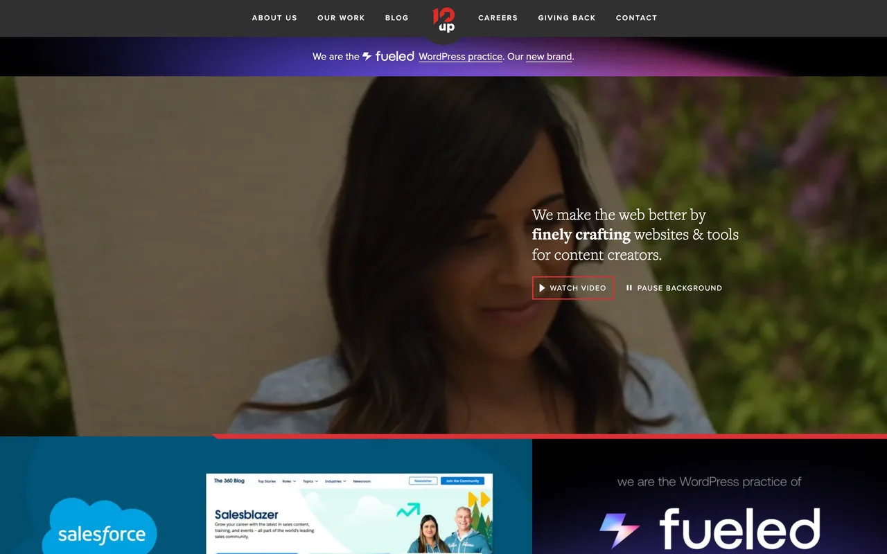 10up homepage screenshot, Finely crafted WordPress sites and tools for content creators