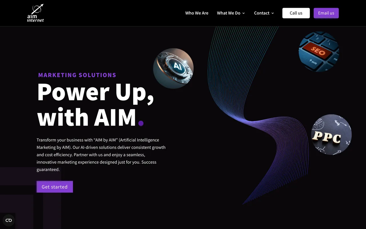 AIM Internet homepage screenshot, Omnichannel digital marketing with a dedicated independent schools service