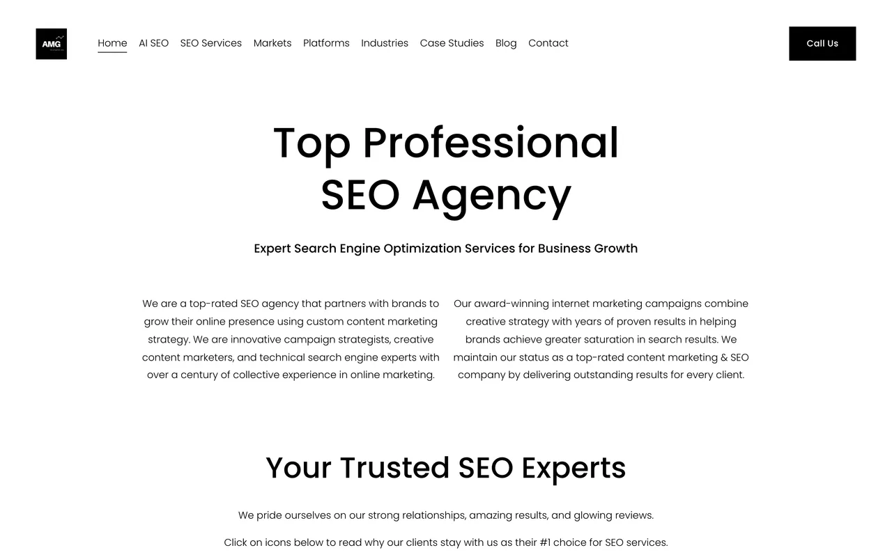 Avidon Marketing Group homepage screenshot, BigCommerce ecommerce SEO