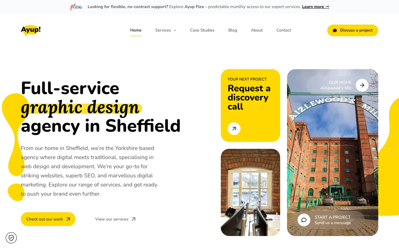 Ayup Creative homepage screenshot, Web design, SEO and branding