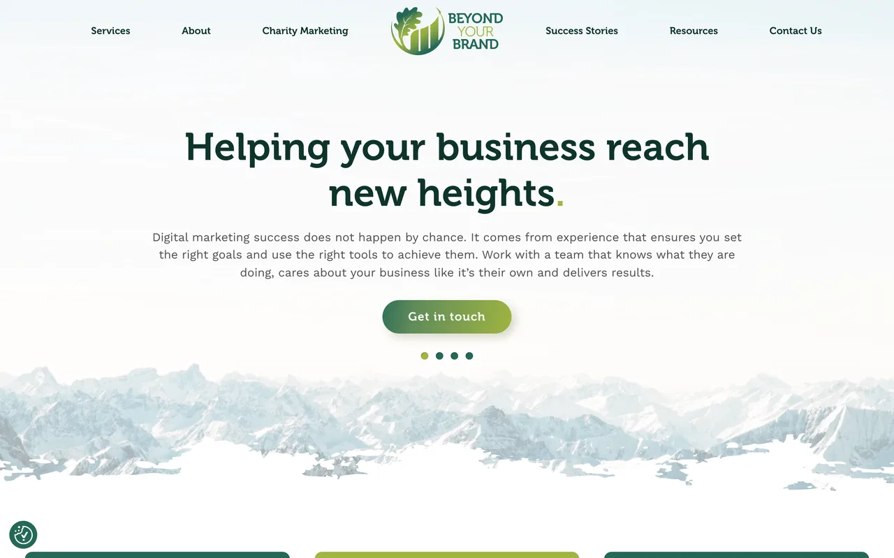 Beyond Your Brand homepage screenshot, SEO and Google Ad Grant management for charities
