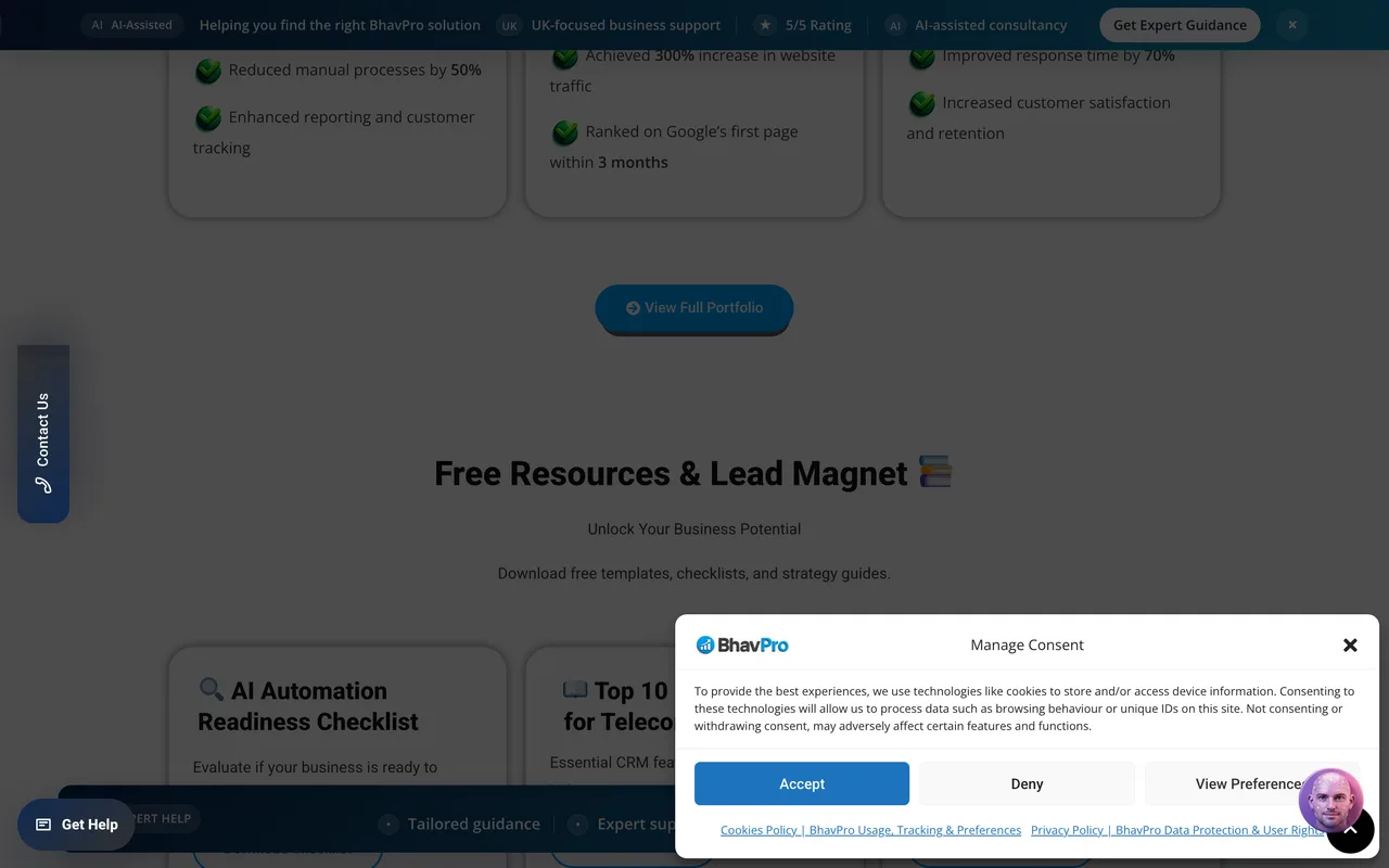 BhavPro homepage screenshot, Technical, local and AI/GEO SEO