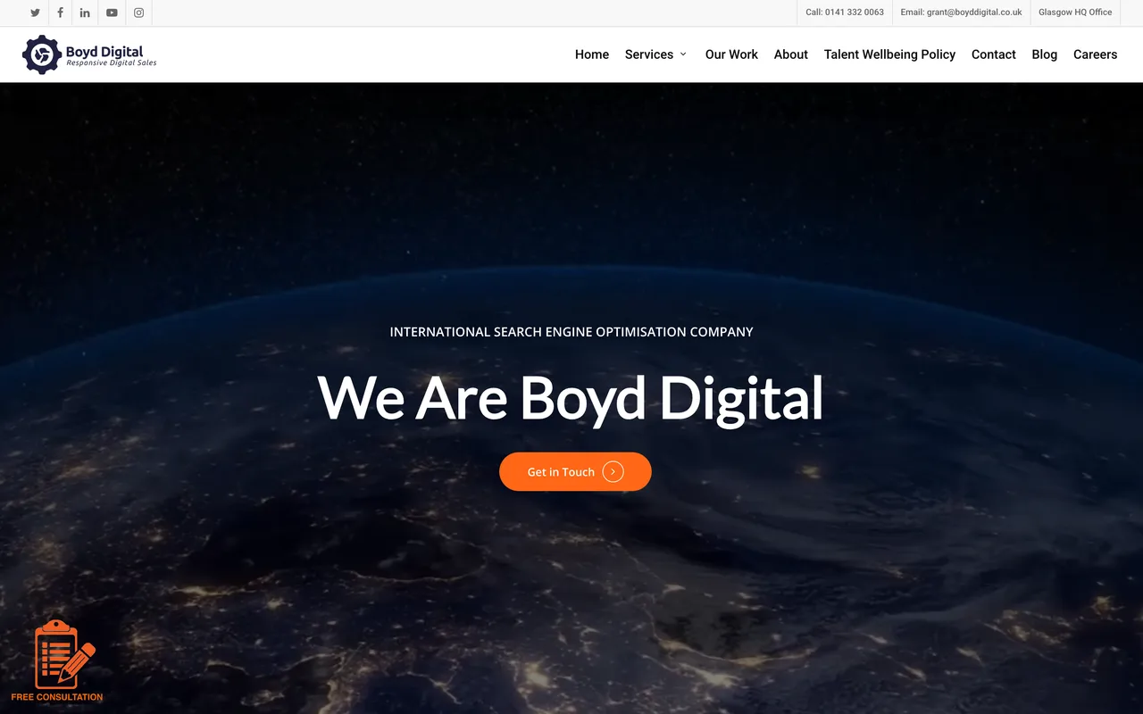 Boyd Digital homepage screenshot, SEO, e-commerce SEO and PPC