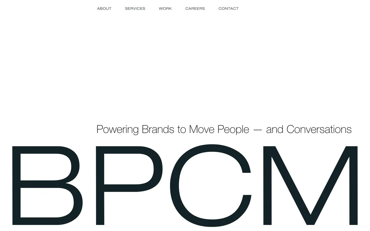 BPCM homepage screenshot, Integrated communications across fashion, beauty, lifestyle and sustainability
