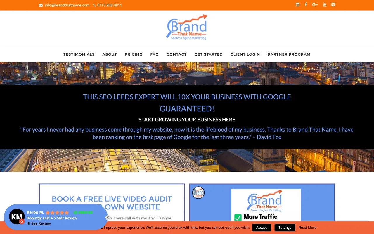 Brand That Name homepage screenshot, SEO and local SEO