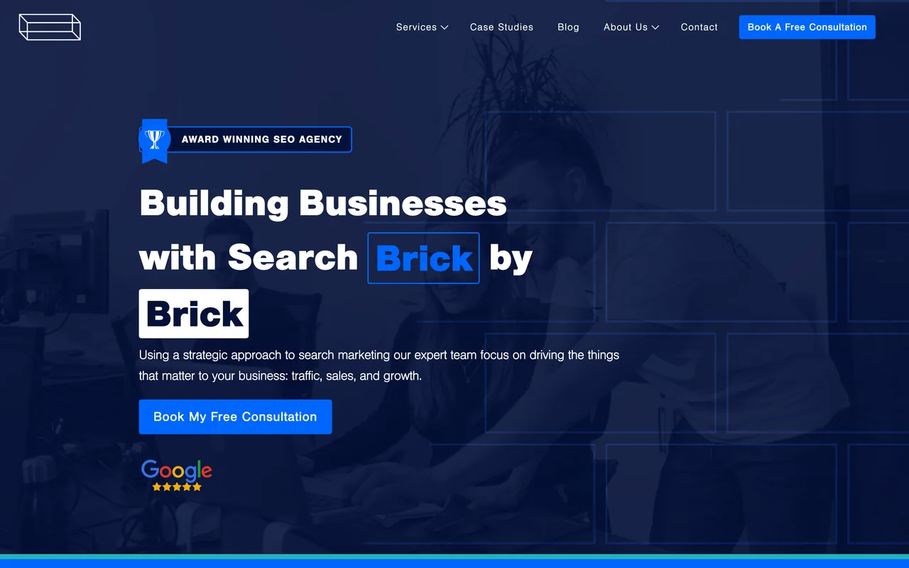 Brick Digital homepage screenshot, Search specialist with a construction and trade focus