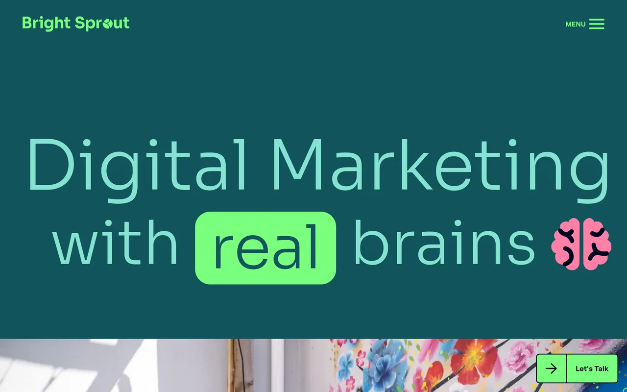 Bright Sprout homepage screenshot, SEO, PPC and social media
