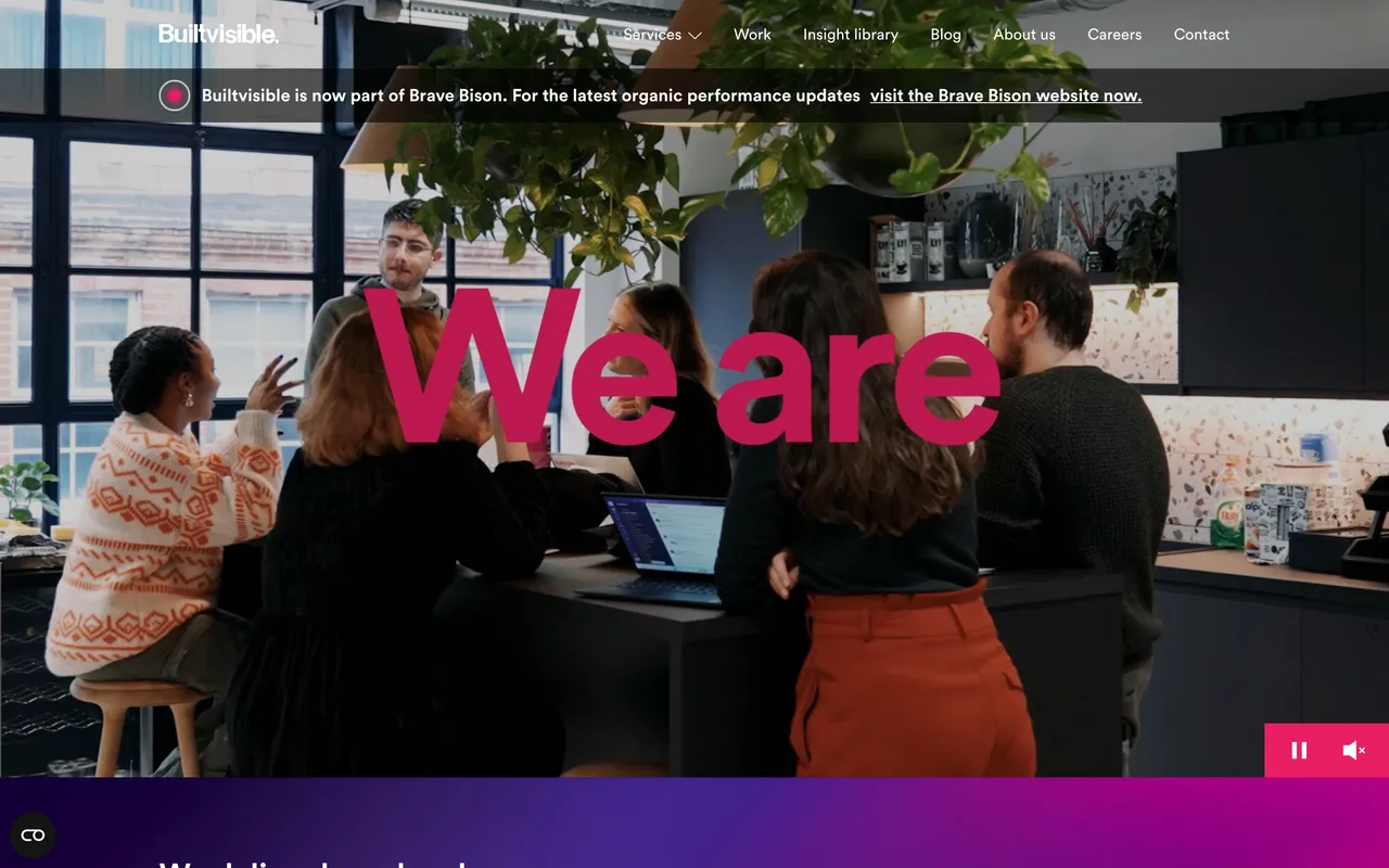 Builtvisible homepage screenshot, Technical SEO, content and digital PR