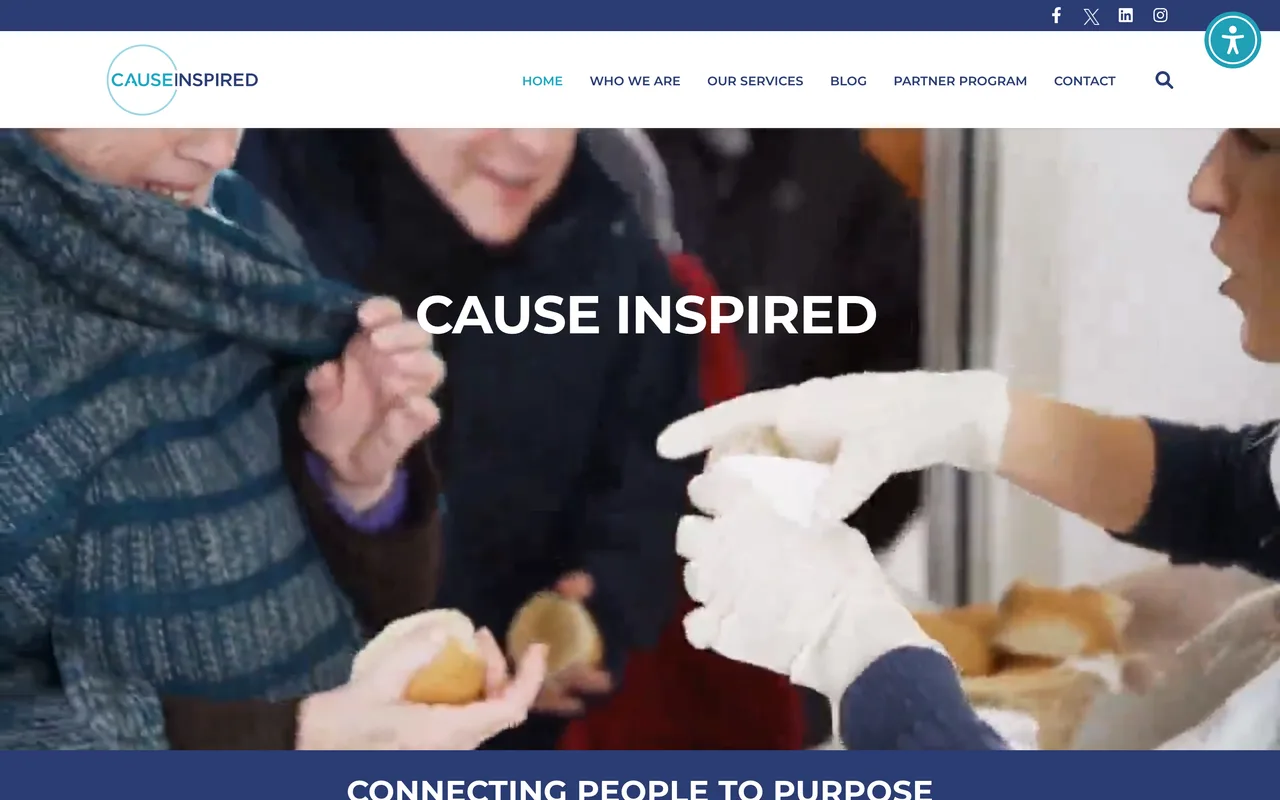 Cause Inspired Media homepage screenshot, Google Ad Grants management for 501(c) nonprofits