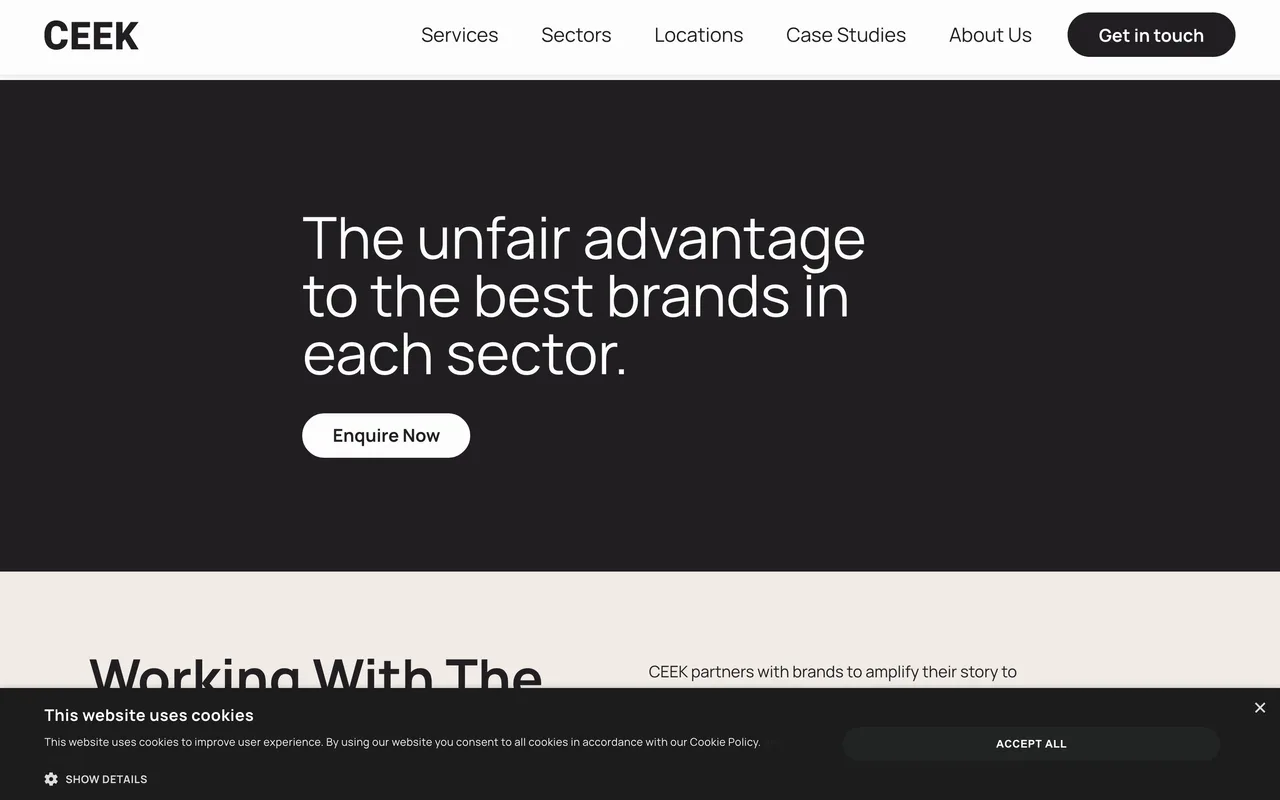 CEEK Marketing homepage screenshot, Multi-channel SEO and digital marketing