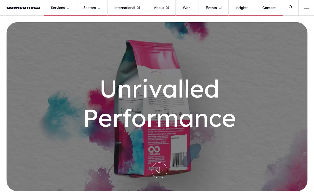 connective3 homepage screenshot, SEO, PR and performance marketing