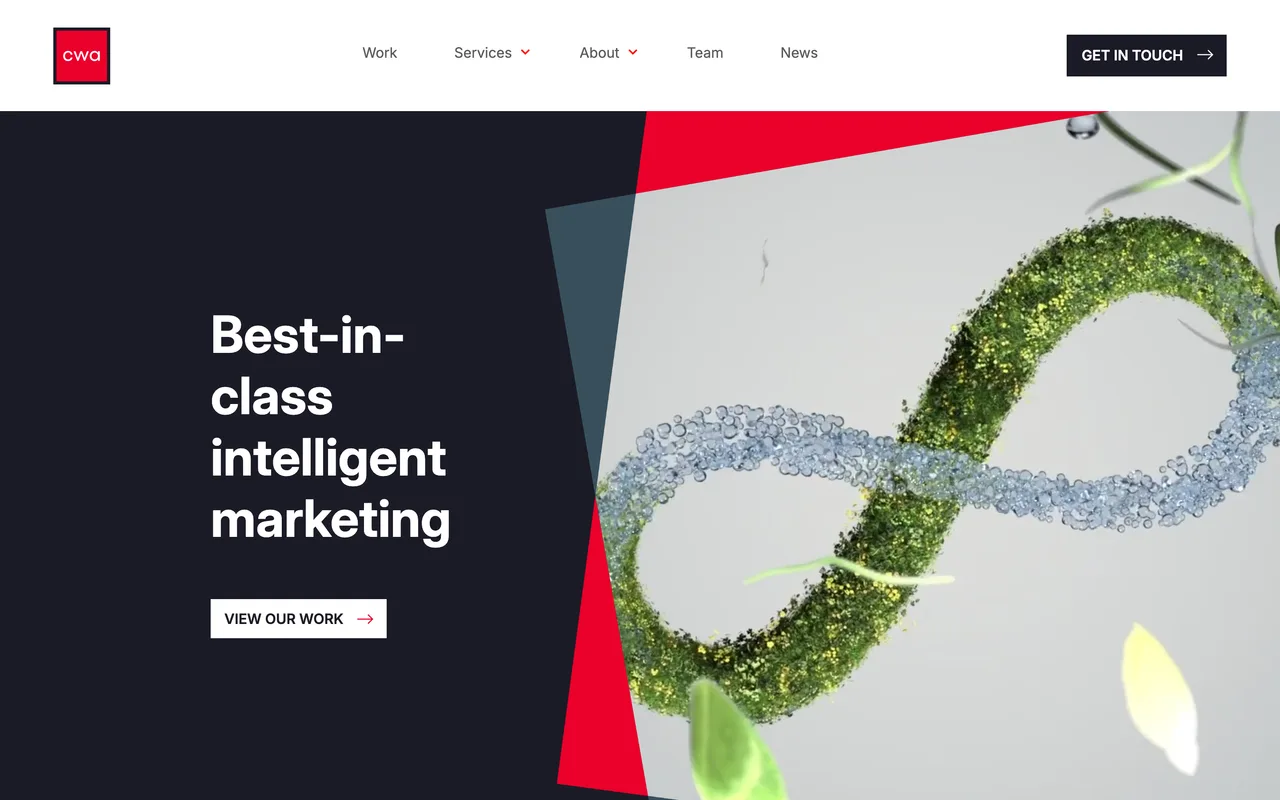 CWA homepage screenshot, Full-service marketing with SEO