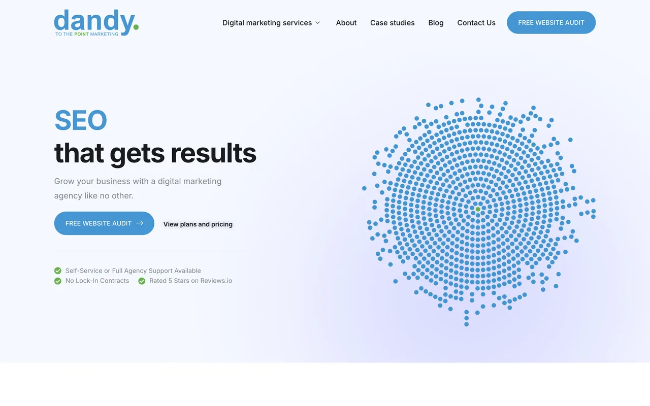 Dandy Marketing homepage screenshot, Digital marketing built for small and medium businesses
