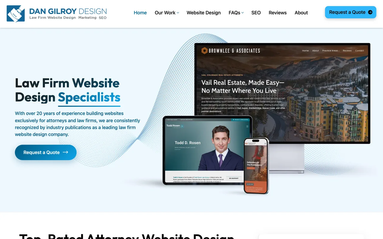 Dan Gilroy Design homepage screenshot, Law firm web design and SEO