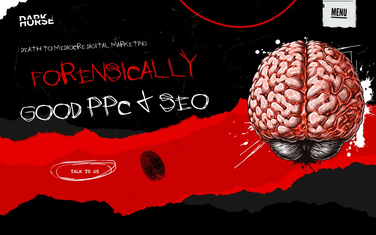 Dark Horse homepage screenshot, Performance SEO and PPC