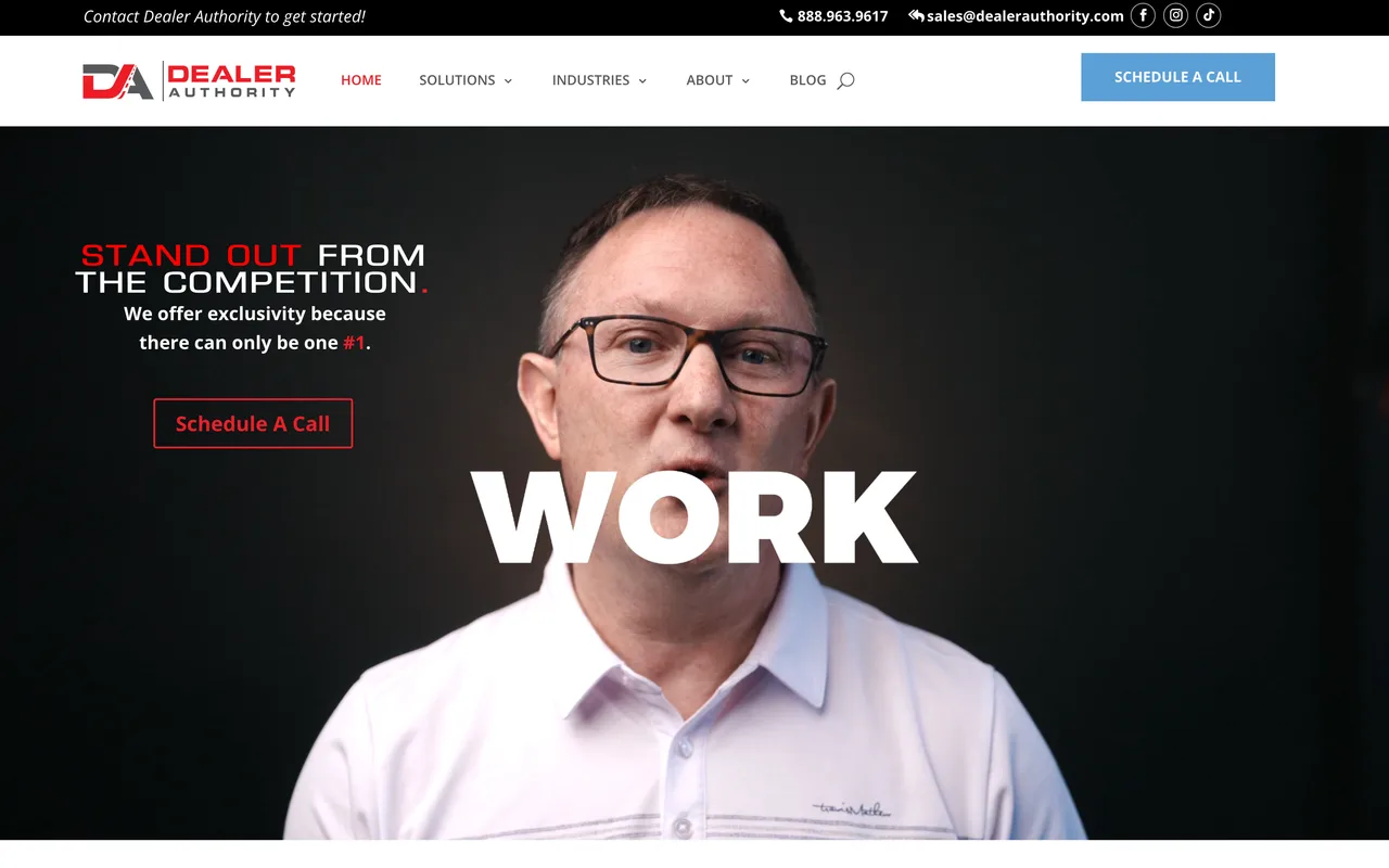 Dealer Authority homepage screenshot, Automotive digital marketing and SEO for dealerships