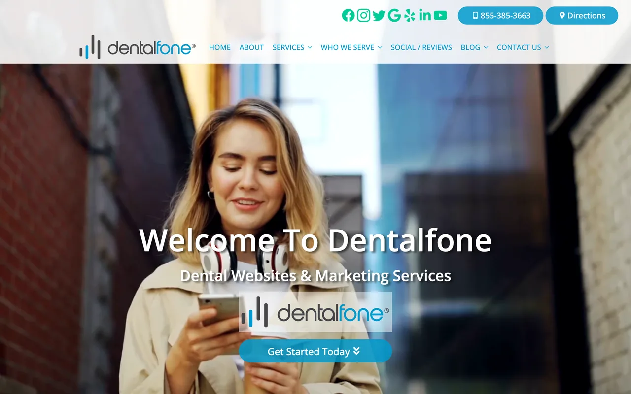 Dentalfone homepage screenshot, Dental Google Ads and PPC