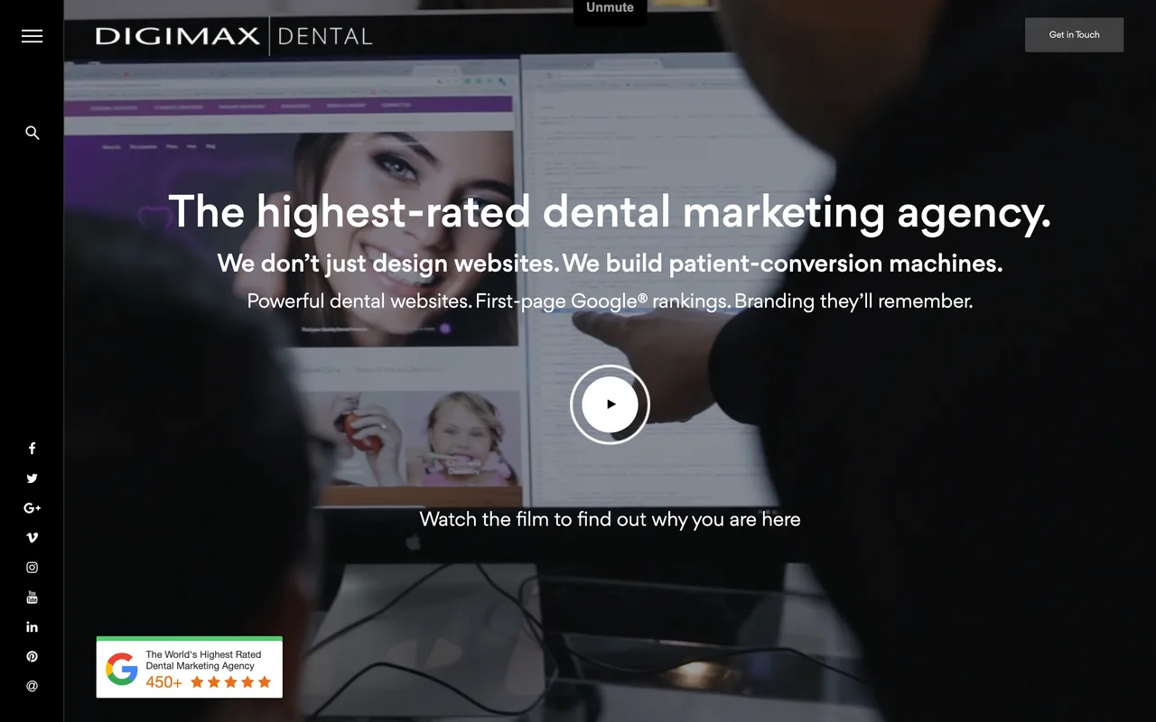 Digimax Dental homepage screenshot, Dental websites, branding and SEO