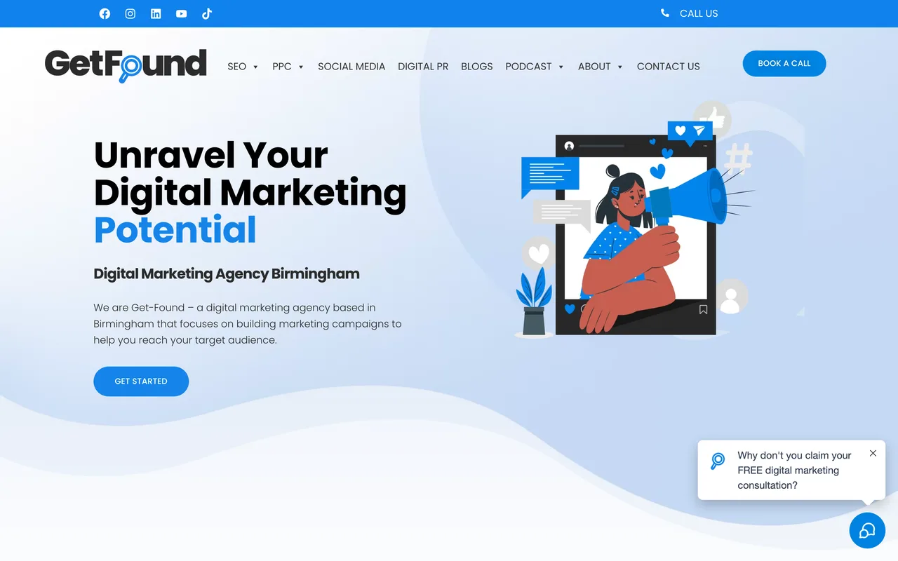 Get-Found homepage screenshot, SEO, PPC and digital PR