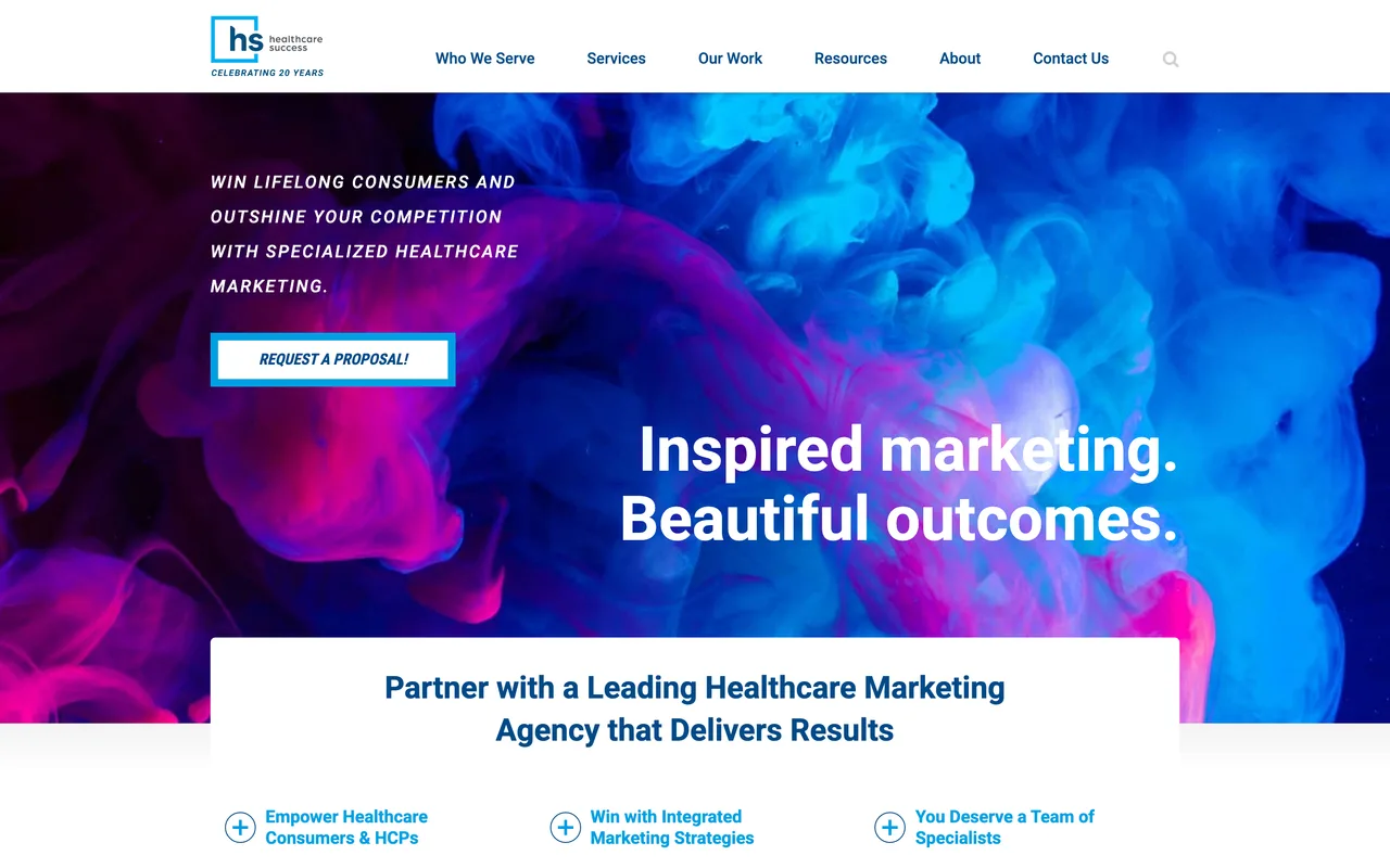 Healthcare Success homepage screenshot, Healthcare marketing and medical SEO
