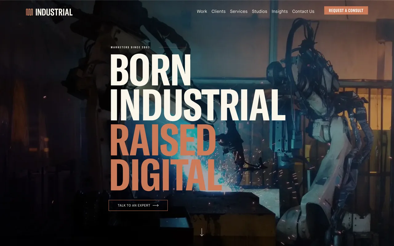 Industrial Strength Marketing homepage screenshot, Full-service industrial and manufacturing marketing