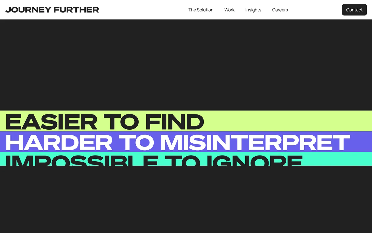 Journey Further homepage screenshot, Search-led performance and brand marketing