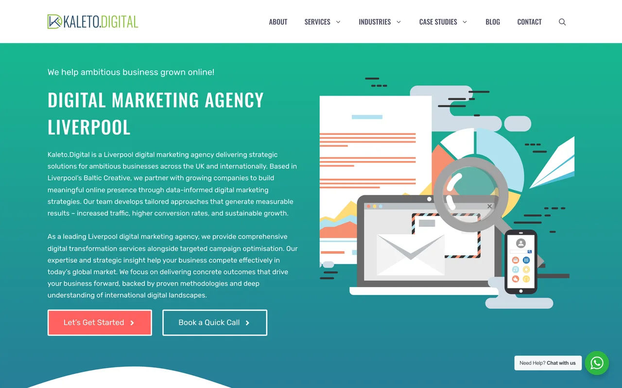 Kaleto.Digital homepage screenshot, SEO, PPC and digital PR for SMEs