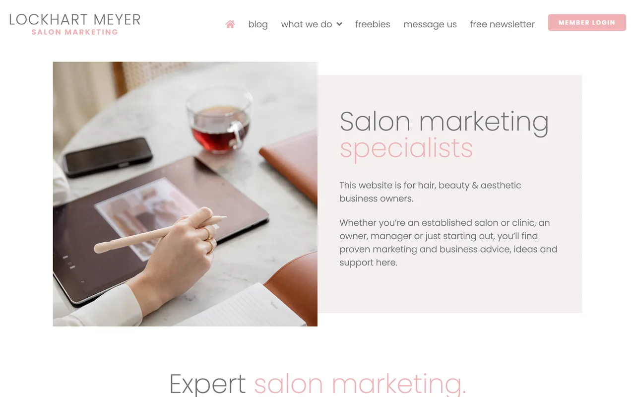 Lockhart Meyer homepage screenshot, Salon and spa marketing for hair and beauty