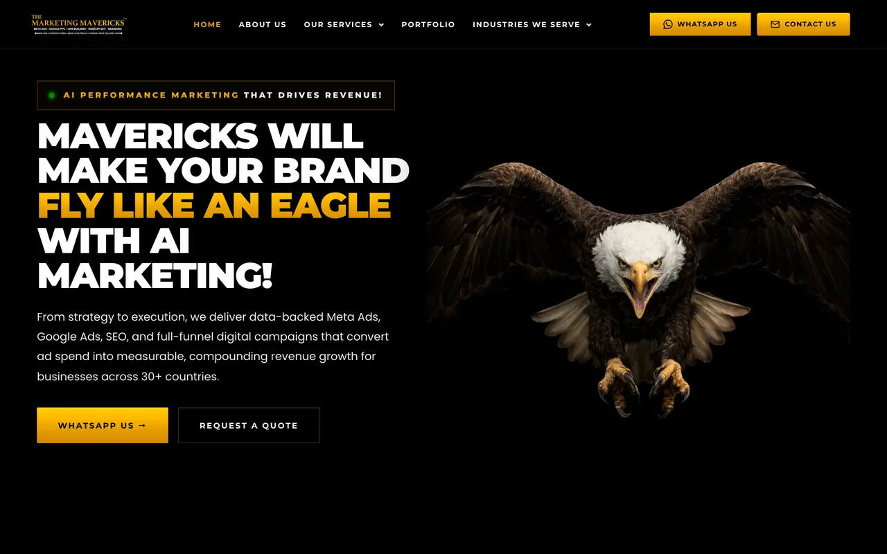 Marketing Mavericks homepage screenshot, Salon and beauty performance marketing and SEO