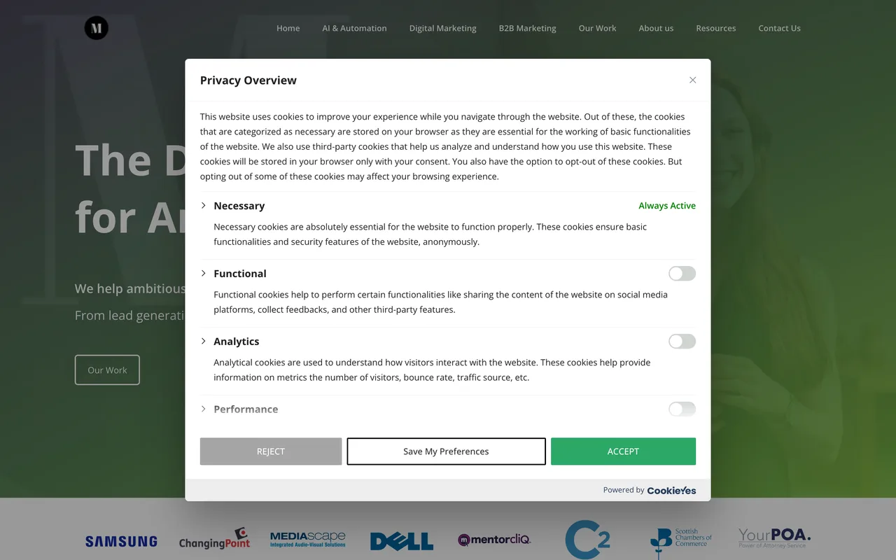 The Munro Agency homepage screenshot, B2B SEO, PPC and lead generation