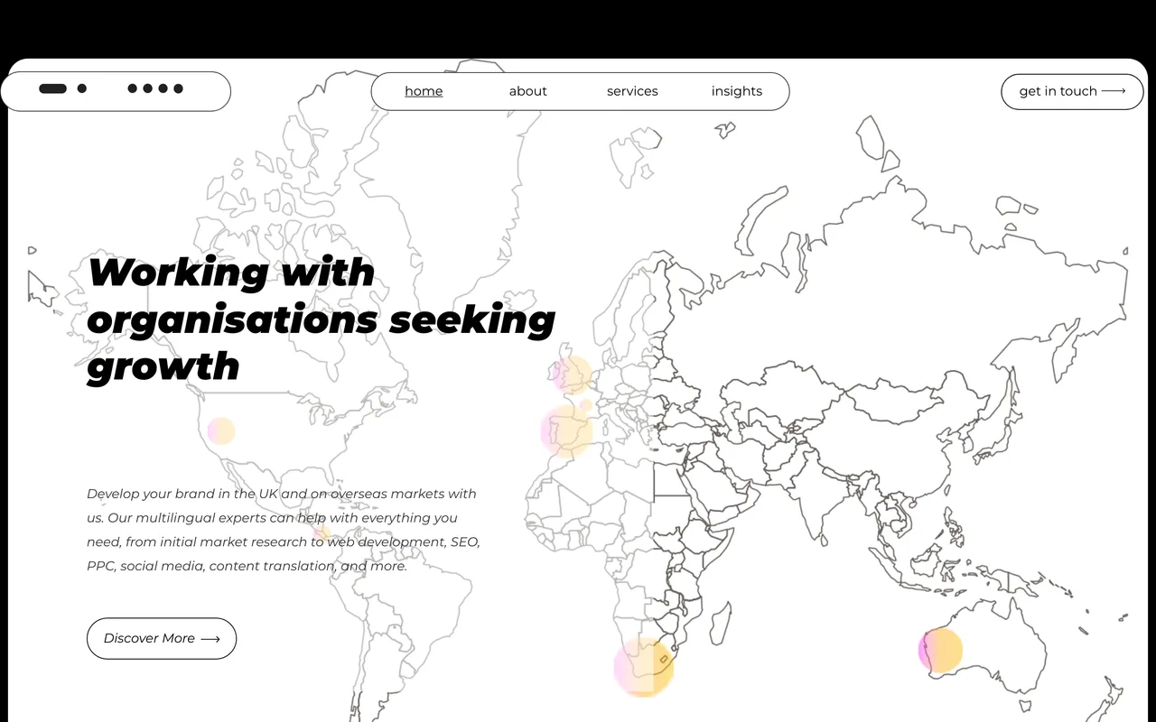 New Horizon Marketing homepage screenshot, SEO, PPC and multilingual marketing
