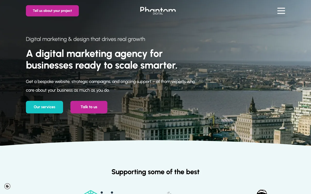 Phantom Digital homepage screenshot, Gym and fitness marketing