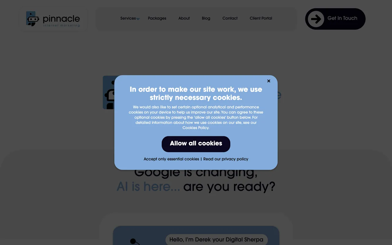 Pinnacle Internet Marketing homepage screenshot, Full-service SEO and digital marketing