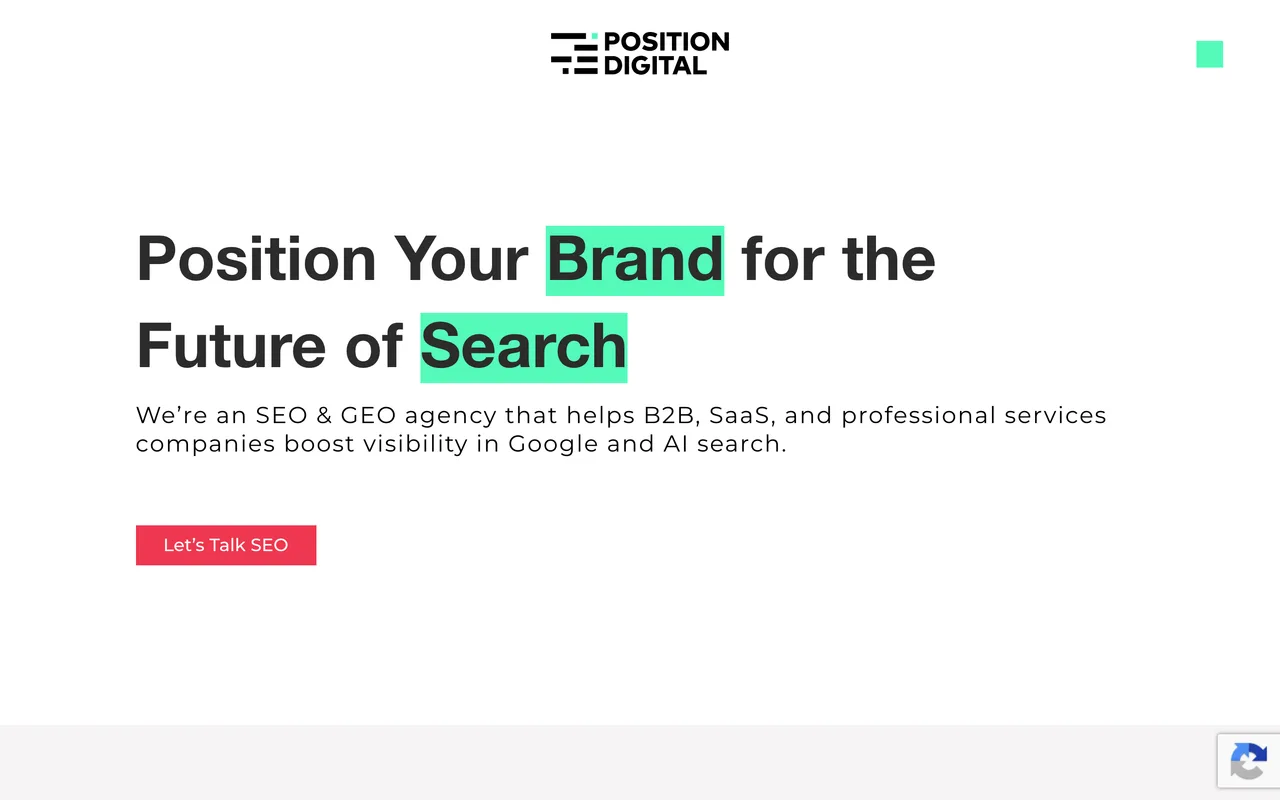 Position Digital homepage screenshot, Digital PR, SEO and GEO for B2B and SaaS