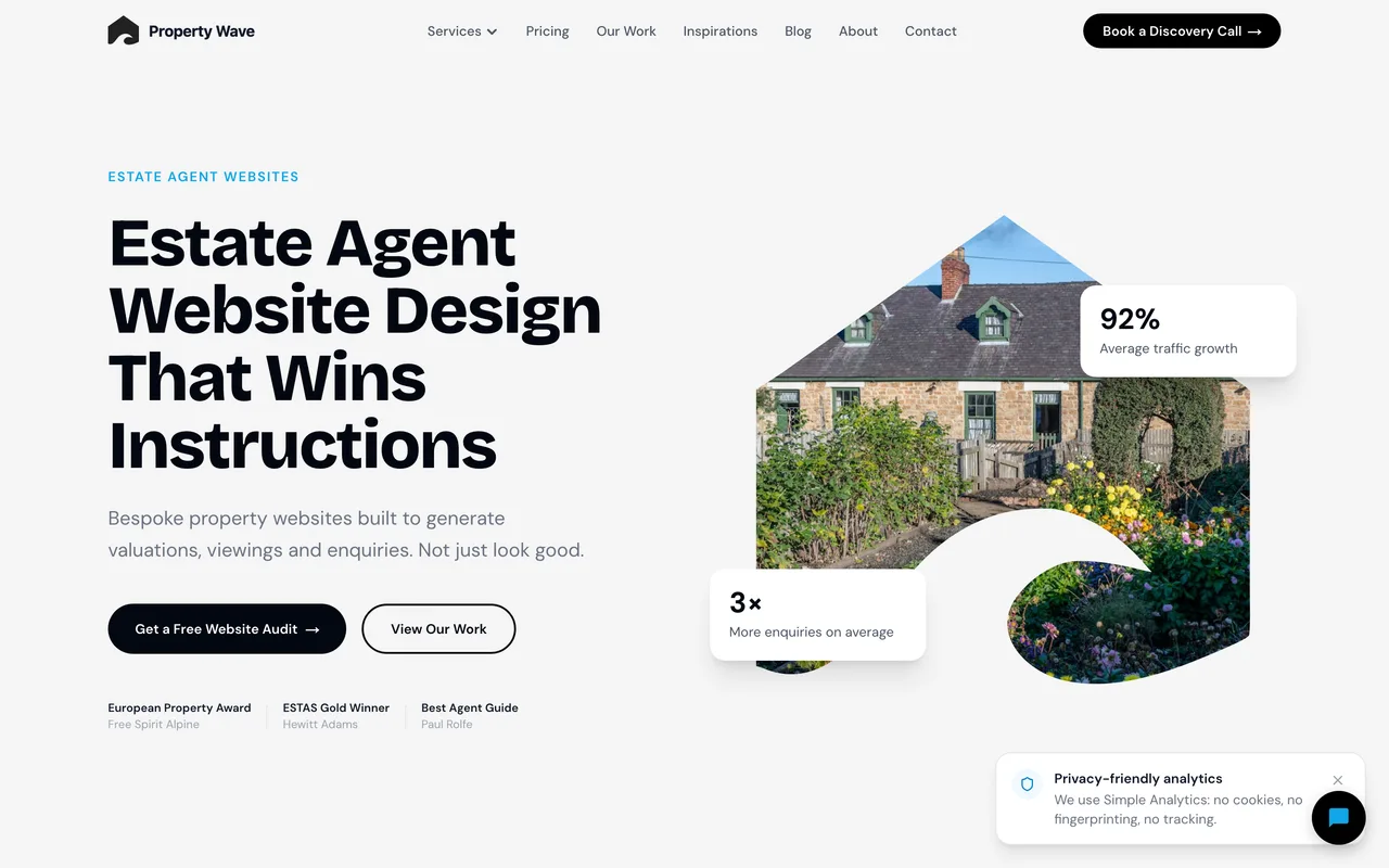 Property Wave homepage screenshot, Google Ads (PPC) for estate agents