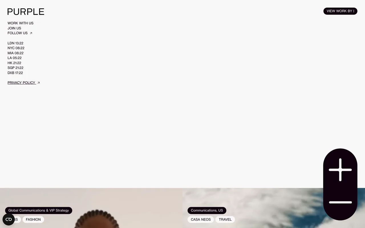 Purple PR homepage screenshot, Luxury fashion, beauty, lifestyle and VIP communications
