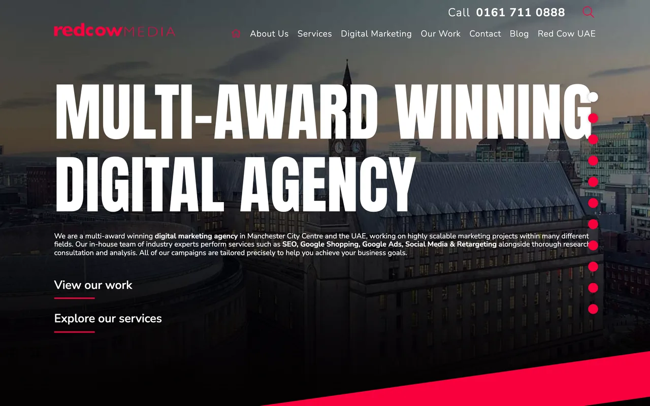 Red Cow Media homepage screenshot, SEO and full-service digital marketing