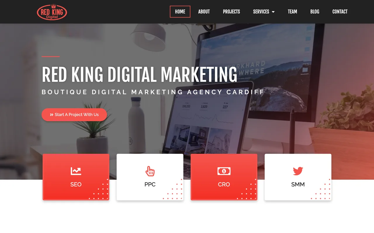 Red King Digital homepage screenshot, Boutique SEO, PPC and CRO