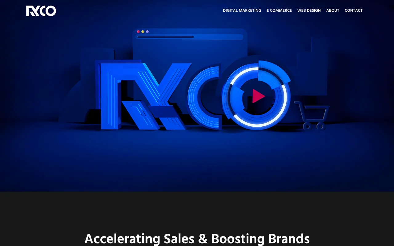 Ryco Marketing homepage screenshot, SEO, paid search and creative digital campaigns