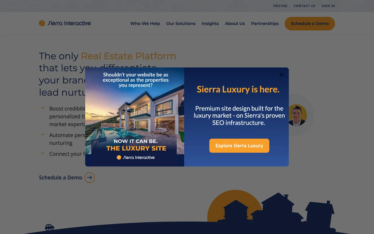 Sierra Interactive homepage screenshot, Real estate Google PPC ad management