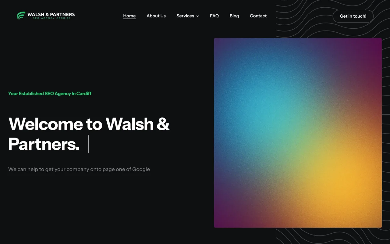 Walsh & Partners SEO homepage screenshot, Organic and local SEO