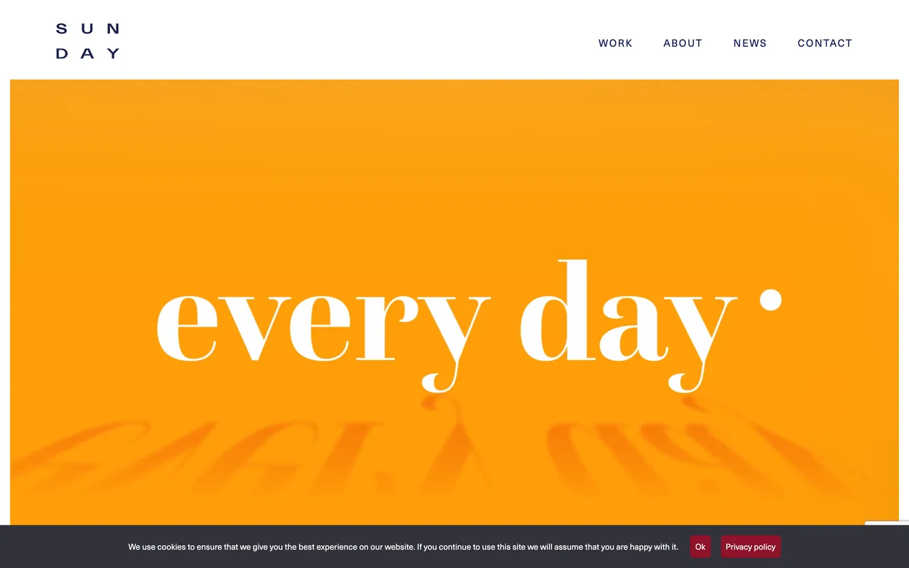 Sunday homepage screenshot, Brand storytelling content marketing