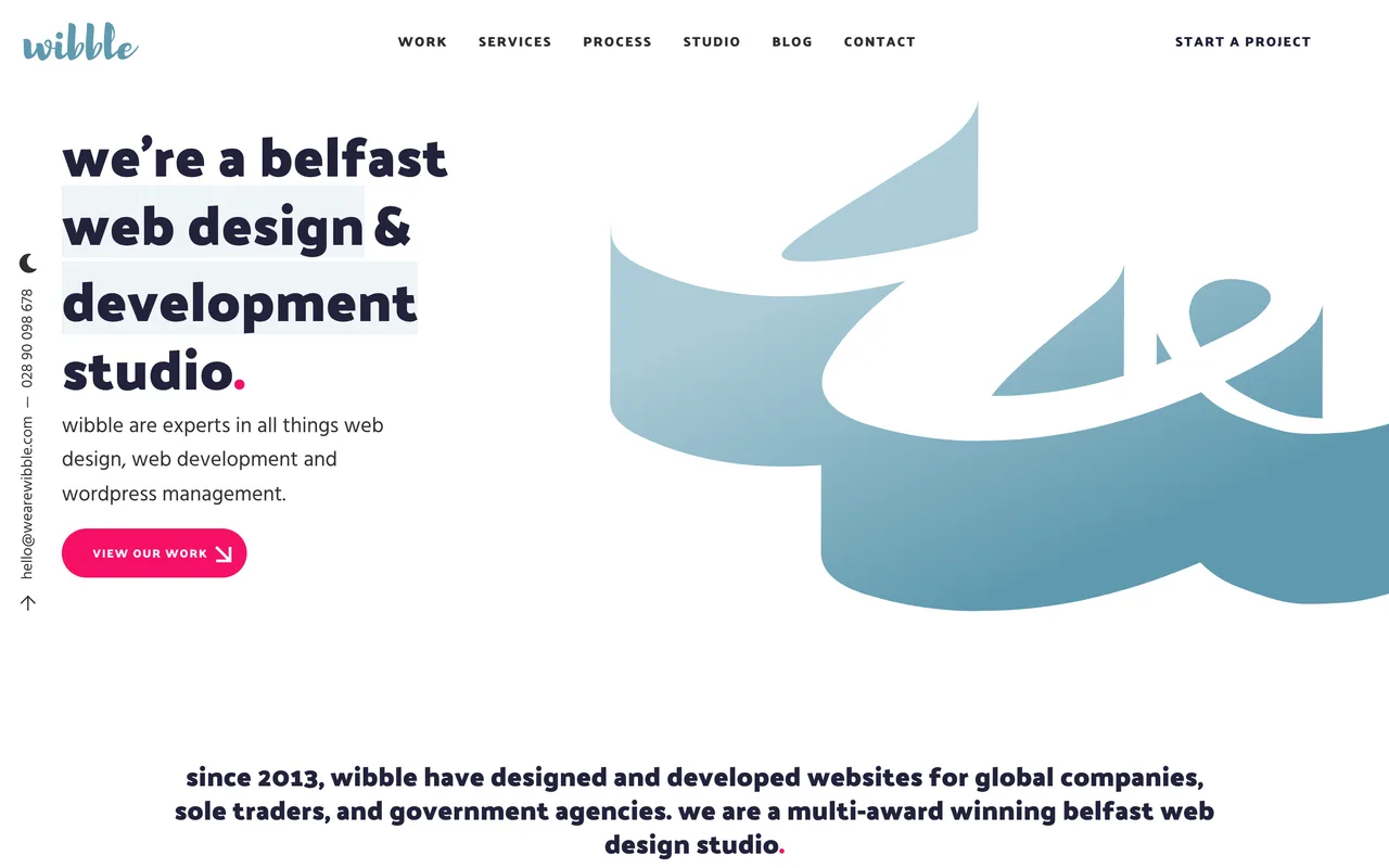 Wibble homepage screenshot, Web design for law firms and solicitors