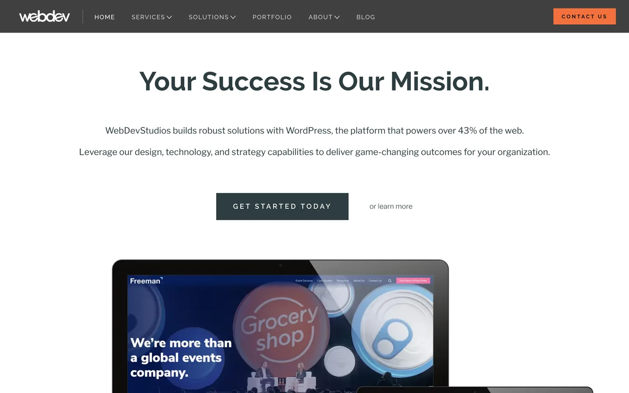 WebDevStudios homepage screenshot, Full-service WordPress design, development and migrations