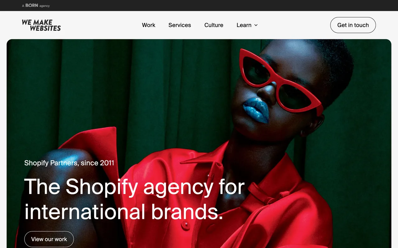 We Make Websites homepage screenshot, Design-led Shopify Plus builds for premium brands