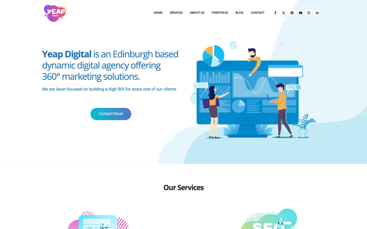 Yeap Digital homepage screenshot, Full-service digital marketing including SEO